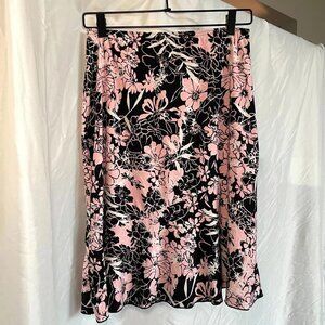 Claudia Richard Midi Skirt Womens S Black Pink Black Floral Boho Surfer Beach